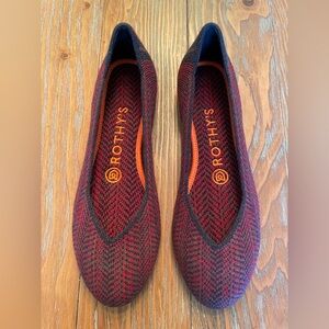 Rothy's Bordeaux Herringbone Patterned Merino Wool Flats